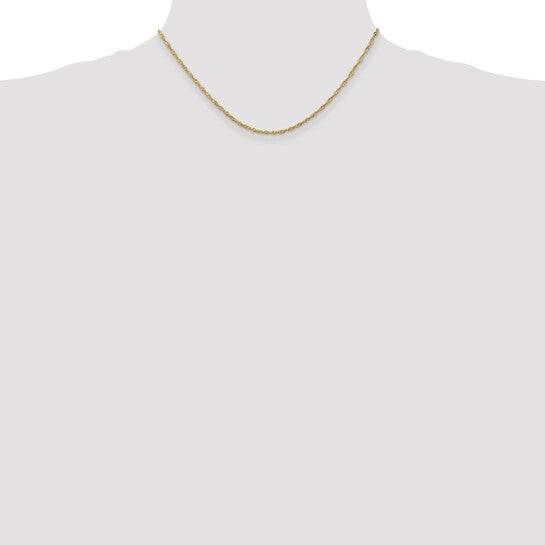 14KT Yellow Gold 16 inch 1.70mm Singapore with Lobster Clasp Chain