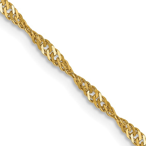 14KT Yellow Gold 16 inch 1.70mm Singapore with Lobster Clasp Chain