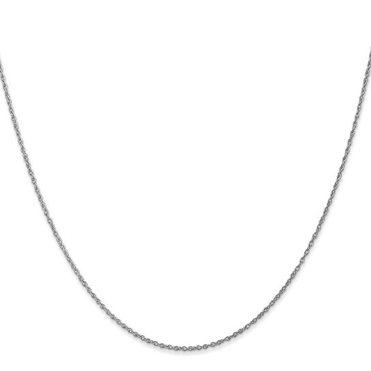14KT White Gold 14 inch .8mm Light Baby Rope with Spring Ring Clasp Chain