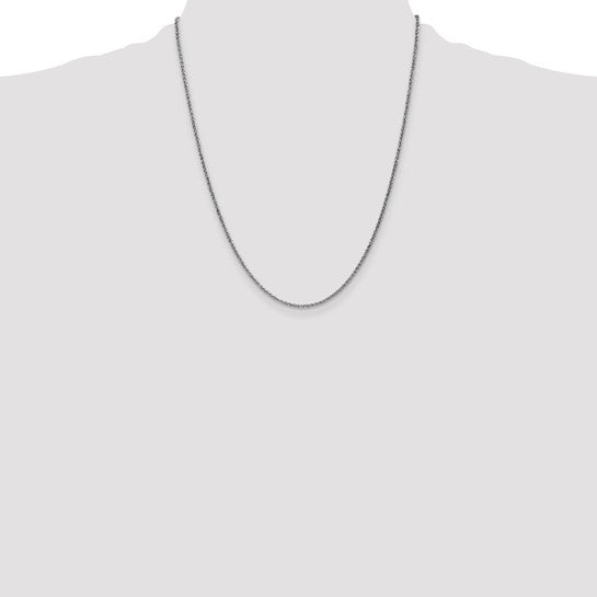 14kt White Gold 22 inch .8mm Light Baby Rope with Spring Ring Clasp Chain