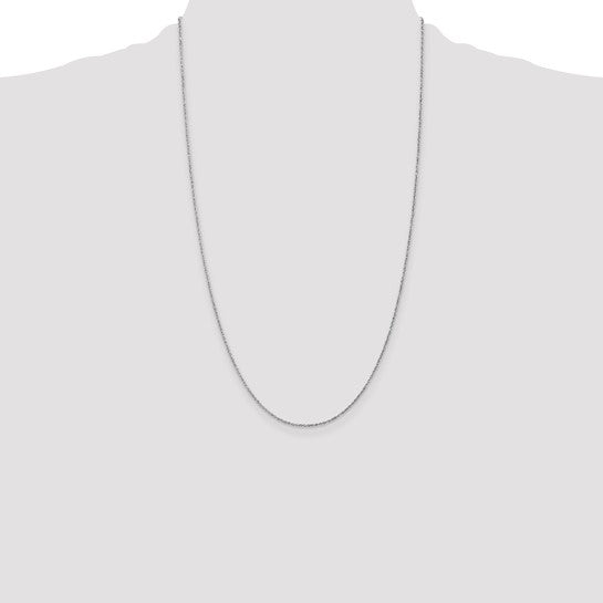 14KT White Gold 26 inch .8mm Light Baby Rope with Spring Ring Clasp Chain