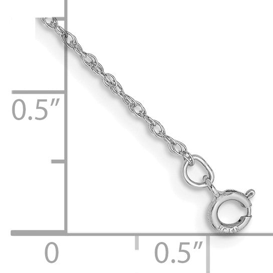 14KT White Gold 5.5 inch .8mm Light Baby Rope with Spring Ring Clasp Chain