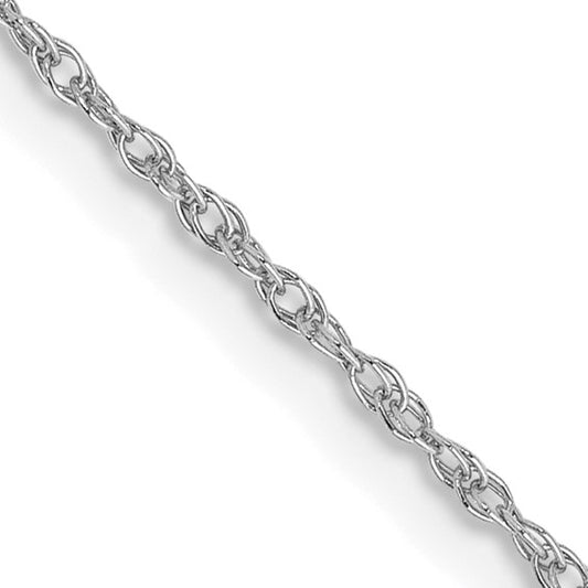 14KT White Gold 14 inch .8mm Light Baby Rope with Spring Ring Clasp Chain