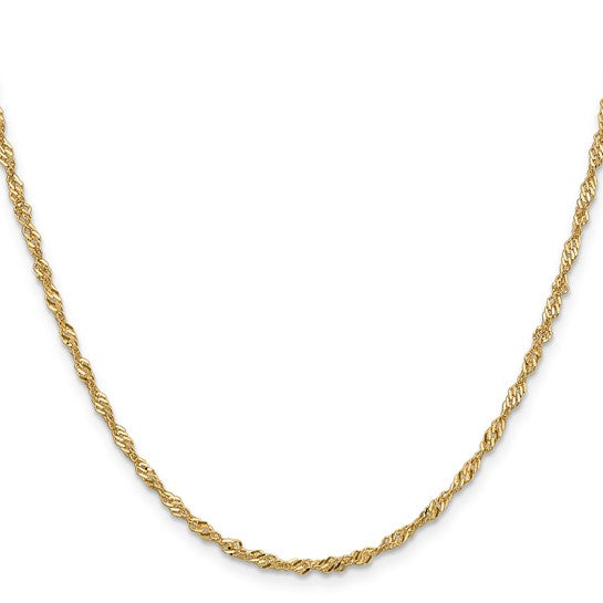 14KT Yellow Gold 24 inch 2mm Singapore with Lobster Clasp Chain