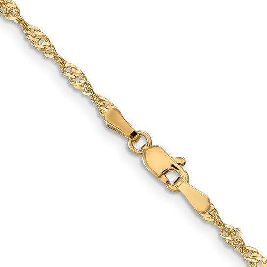 14KT Yellow Gold 18 inch 2mm Singapore with Lobster Clasp Chain