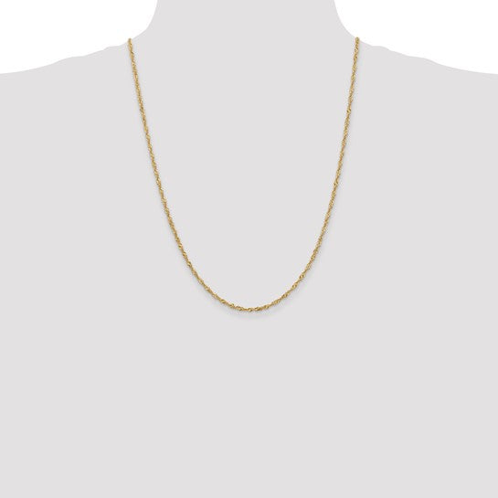 14KT Yellow Gold 24 inch 2mm Singapore with Lobster Clasp Chain