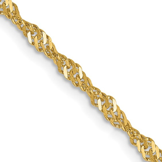 14KT Yellow Gold 18 inch 2mm Singapore with Lobster Clasp Chain