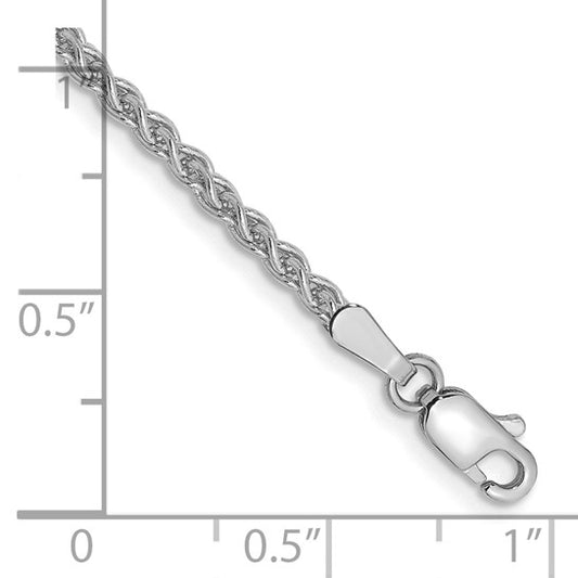 14KT White Gold 9 inch 2.1mm Spiga with Lobster Clasp Anklet