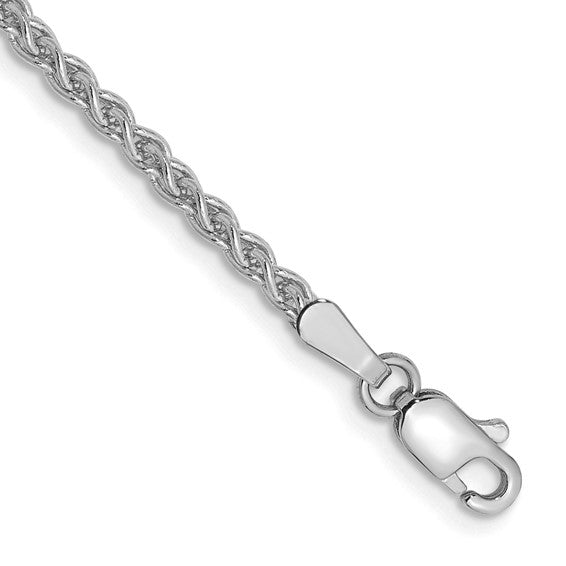 14KT White Gold 9 inch 2.1mm Spiga with Lobster Clasp Anklet
