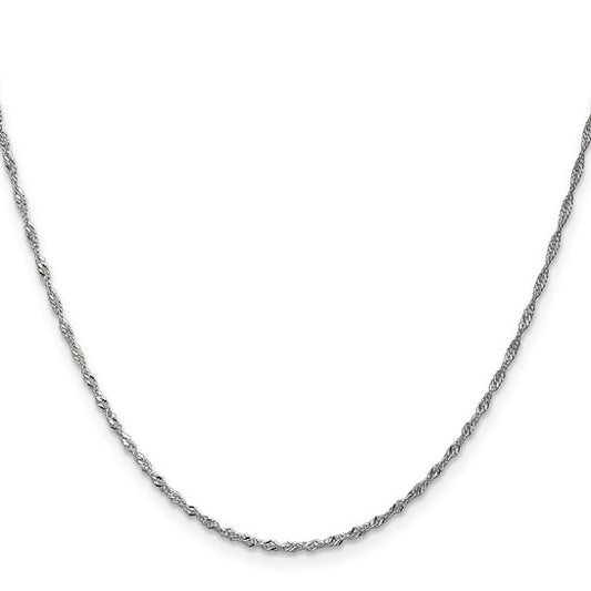 14KT White Gold 30 inch 1.4mm Singapore with Spring Ring Clasp Chain