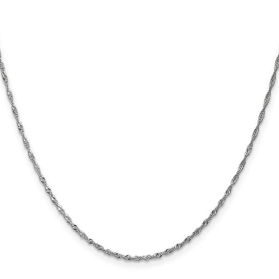 14KT White Gold 24 inch 1.4mm Singapore with Spring Ring Clasp Chain