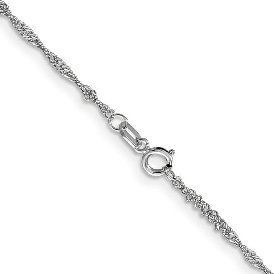 14KT White Gold 22 inch 1.4mm Singapore with Spring Ring Clasp Chain