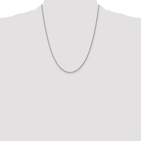 14KT White Gold 22 inch 1.4mm Singapore with Spring Ring Clasp Chain