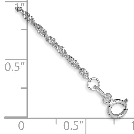 14KT White Gold 7 inch 1.4mm Singapore with Spring Ring Clasp Chain