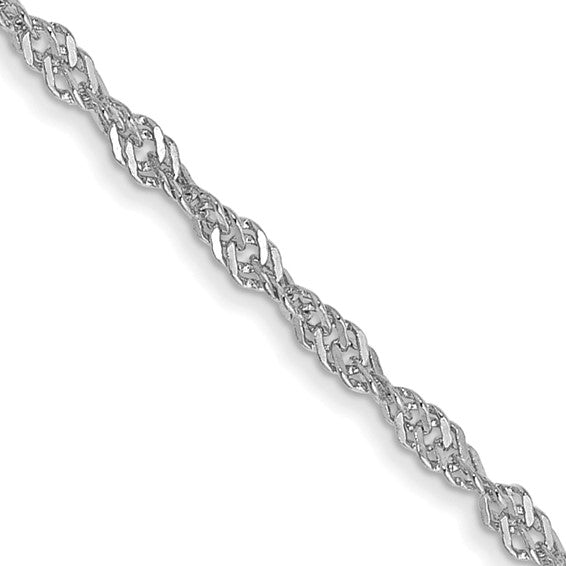 14KT White Gold 24 inch 1.4mm Singapore with Spring Ring Clasp Chain