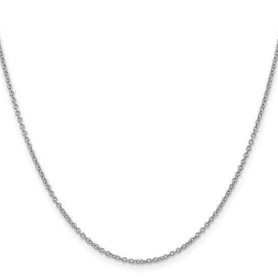 14KT White Gold 18 inch 1.4mm Round Open Wide Link Cable with Lobster Clasp Chain