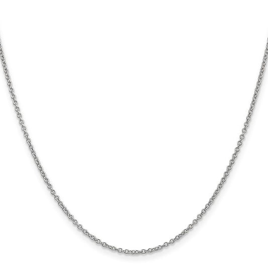 14KT White Gold 18 inch 1.4mm Round Open Wide Link Cable with Lobster Clasp Chain