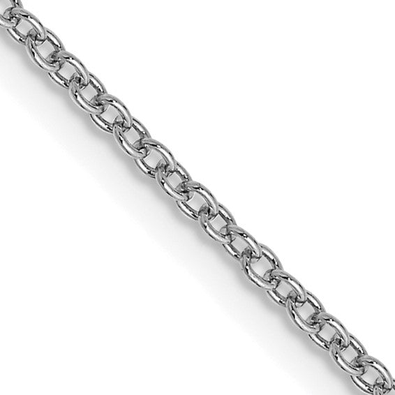 14KT White Gold 20 inch 1.4mm Round Open Wide Link Cable with Lobster Clasp Chain