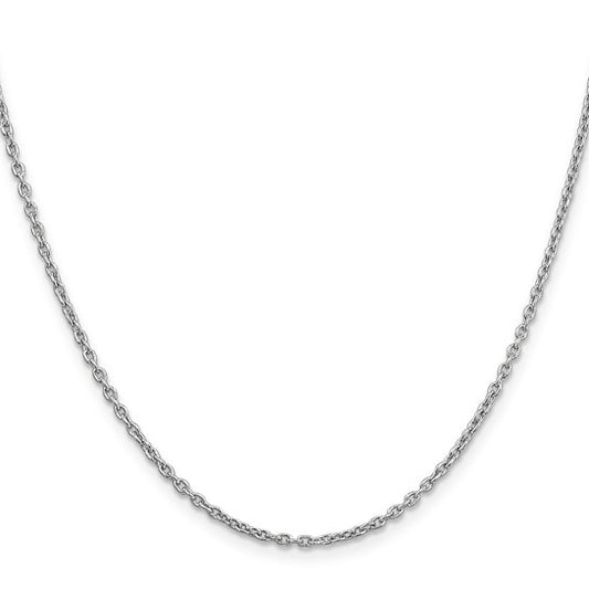 14KT White Gold 18 inch 2mm Round Open Link Cable with Lobster Clasp Chain
