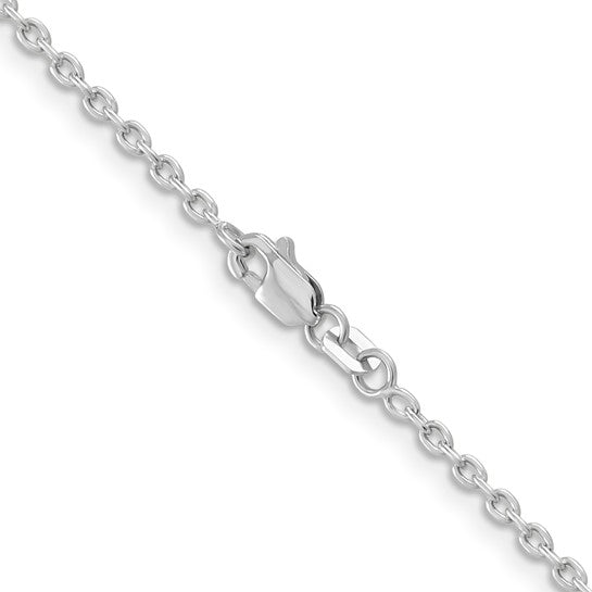 14KT White Gold 16 inch 2mm Round Open Link Cable with Lobster Clasp Chain