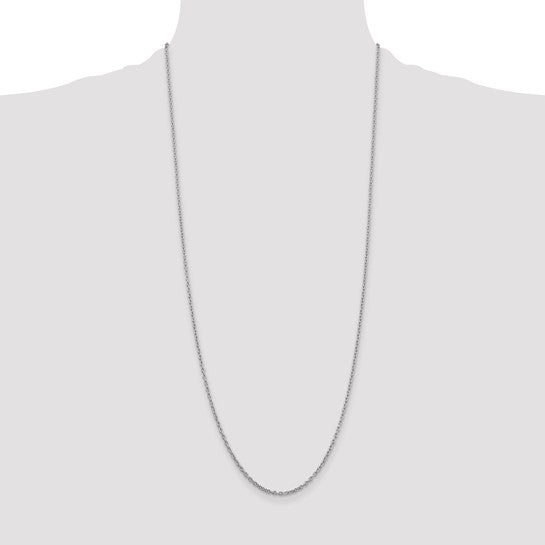 14KT White Gold 30 inch 2mm Round Open Link Cable with Lobster Clasp Chain