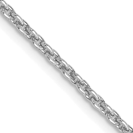 14KT White Gold 18 inch 2mm Round Open Link Cable with Lobster Clasp Chain