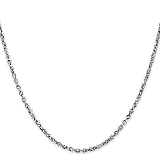 14KT White Gold 30 inch 2.4mm Round Open Link Cable with Lobster Clasp Chain