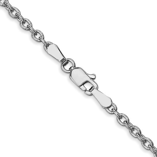 14KT White Gold 30 inch 2.4mm Round Open Link Cable with Lobster Clasp Chain