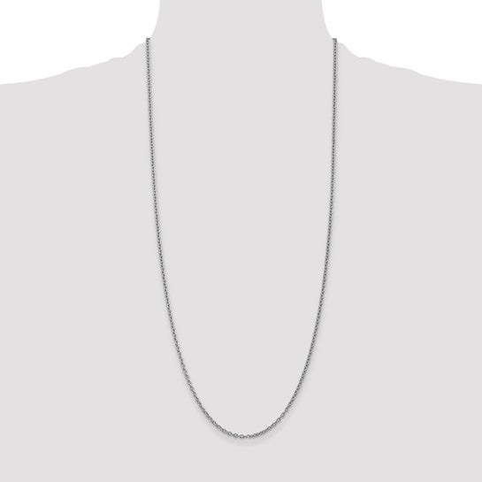 14KT White Gold 30 inch 2.4mm Round Open Link Cable with Lobster Clasp Chain
