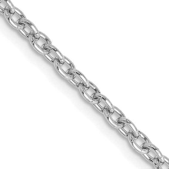 14KT White Gold 30 inch 2.4mm Round Open Link Cable with Lobster Clasp Chain
