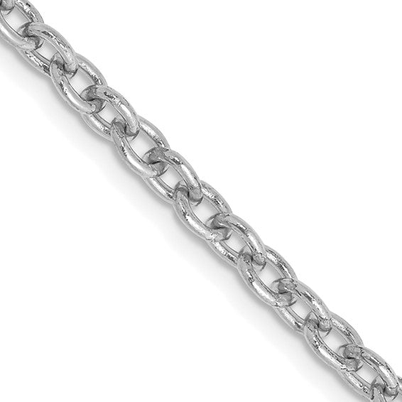 14KT White Gold 18 inch 3.2mm Round Open Link Cable with Lobster Clasp Chain