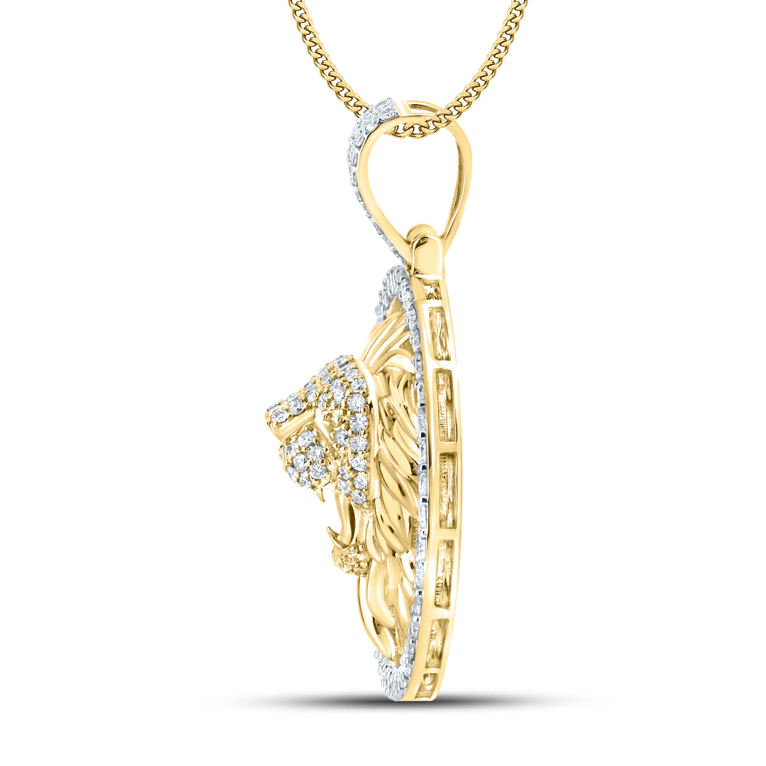10KT YELLOW GOLD NATURAL DIAMOND 2.99 CTW LION CHARM
