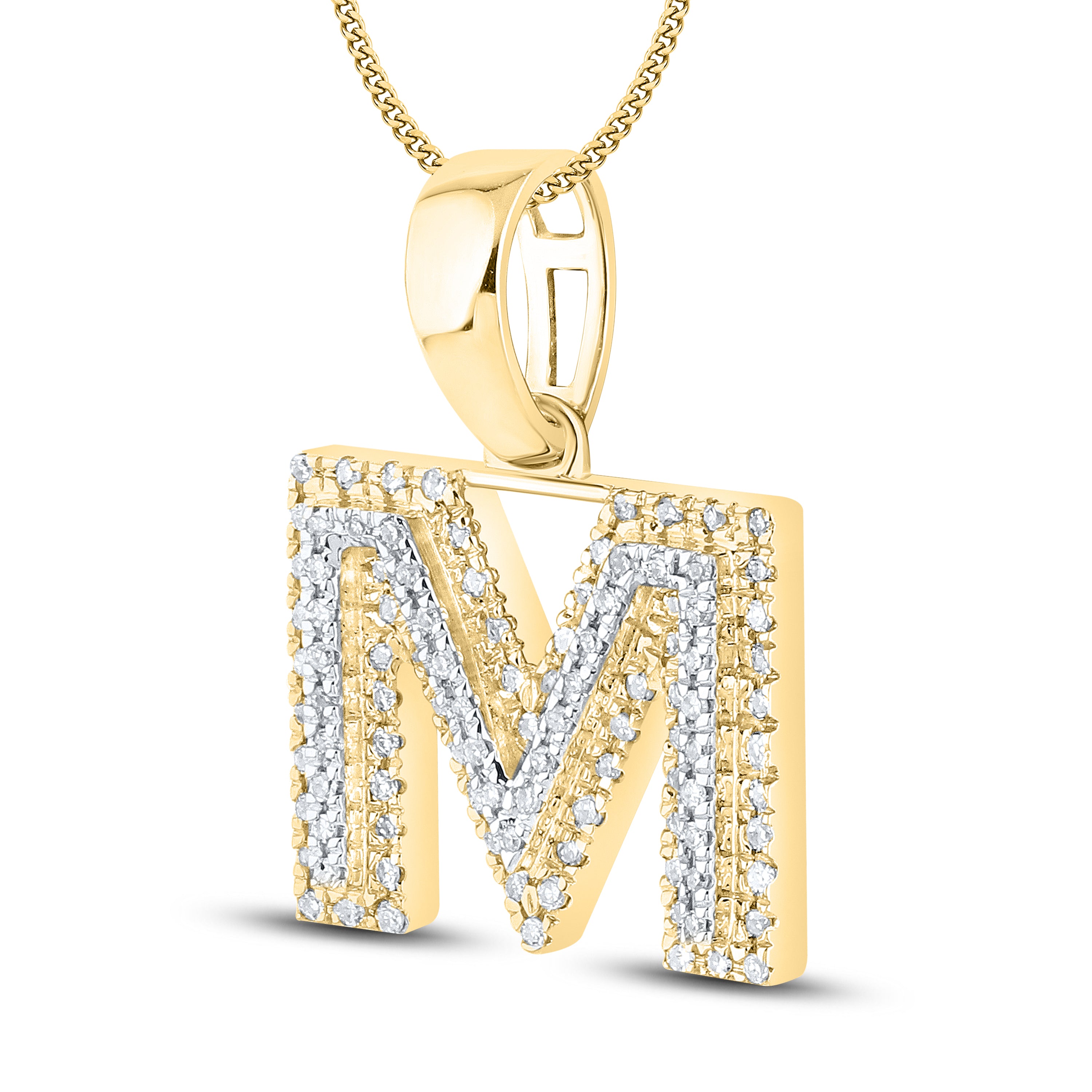 10kt yellow gold 0.17ctw Diamond Initial M Charm