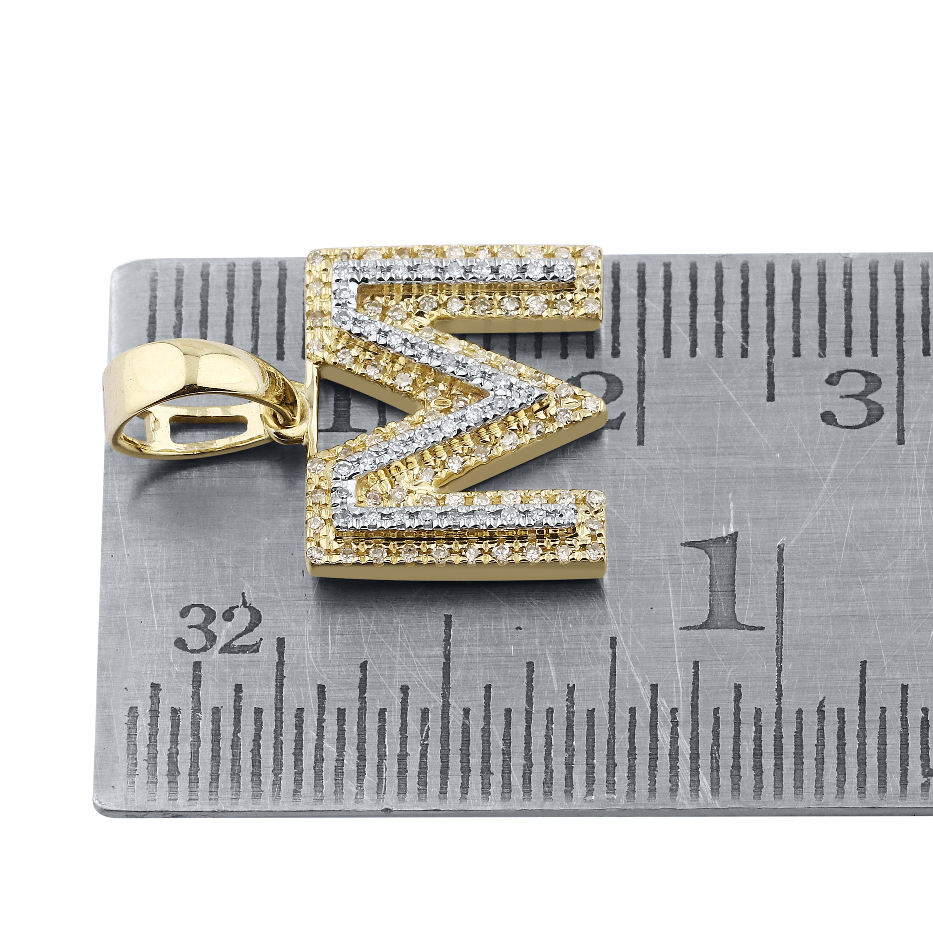 10kt yellow gold 0.17ctw Diamond Initial M Charm