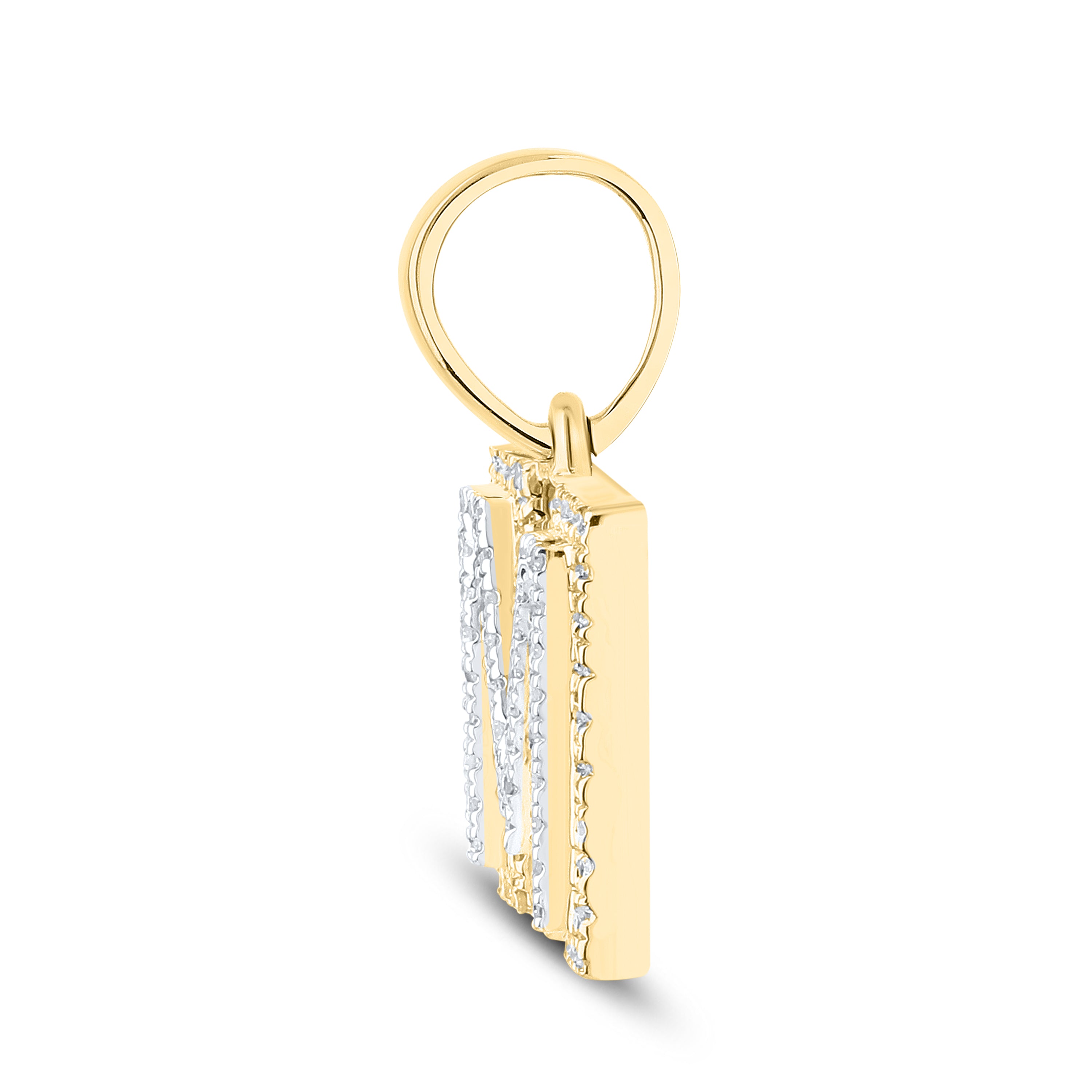 10kt yellow gold 0.17ctw Diamond Initial M Charm