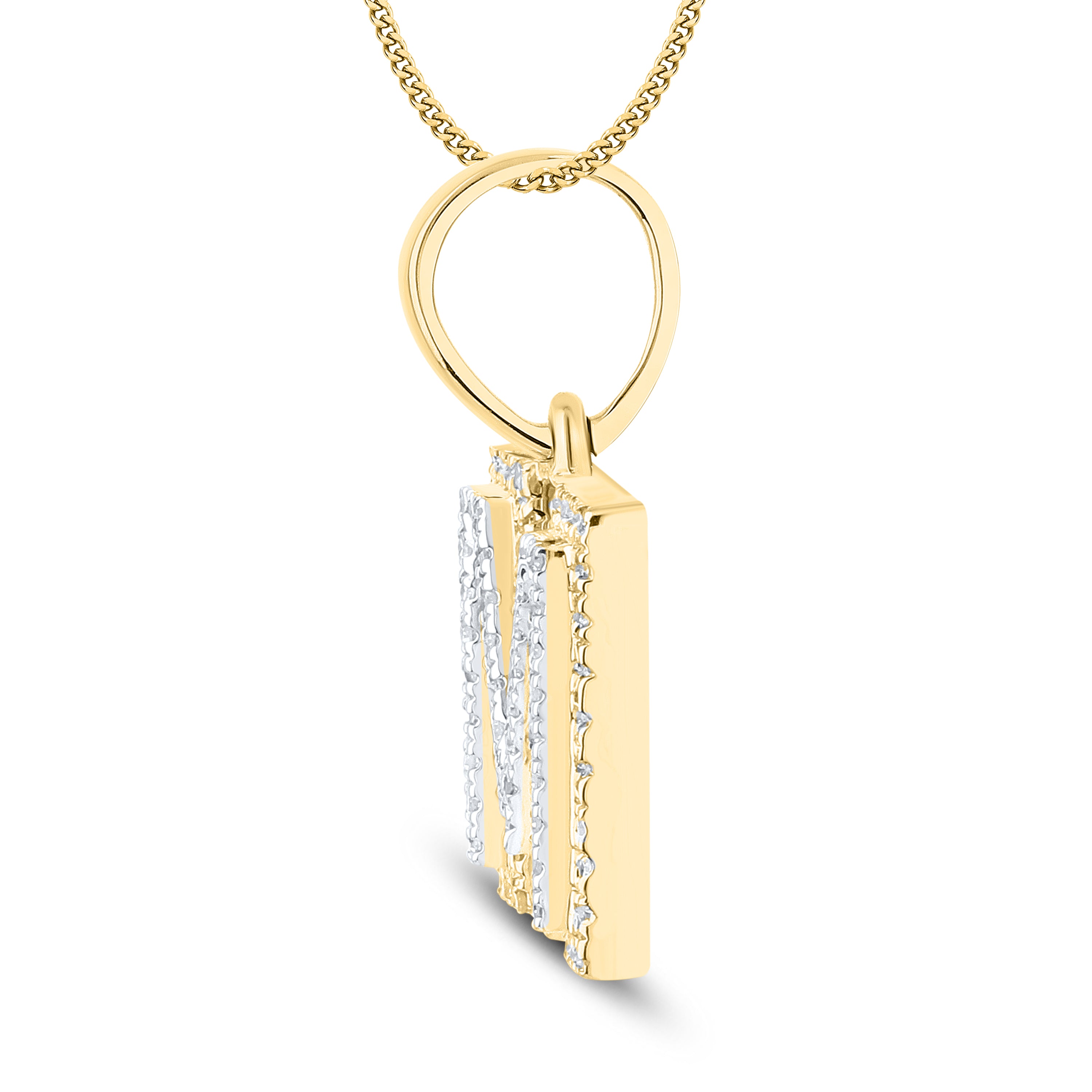 10kt yellow gold 0.17ctw Diamond Initial M Charm