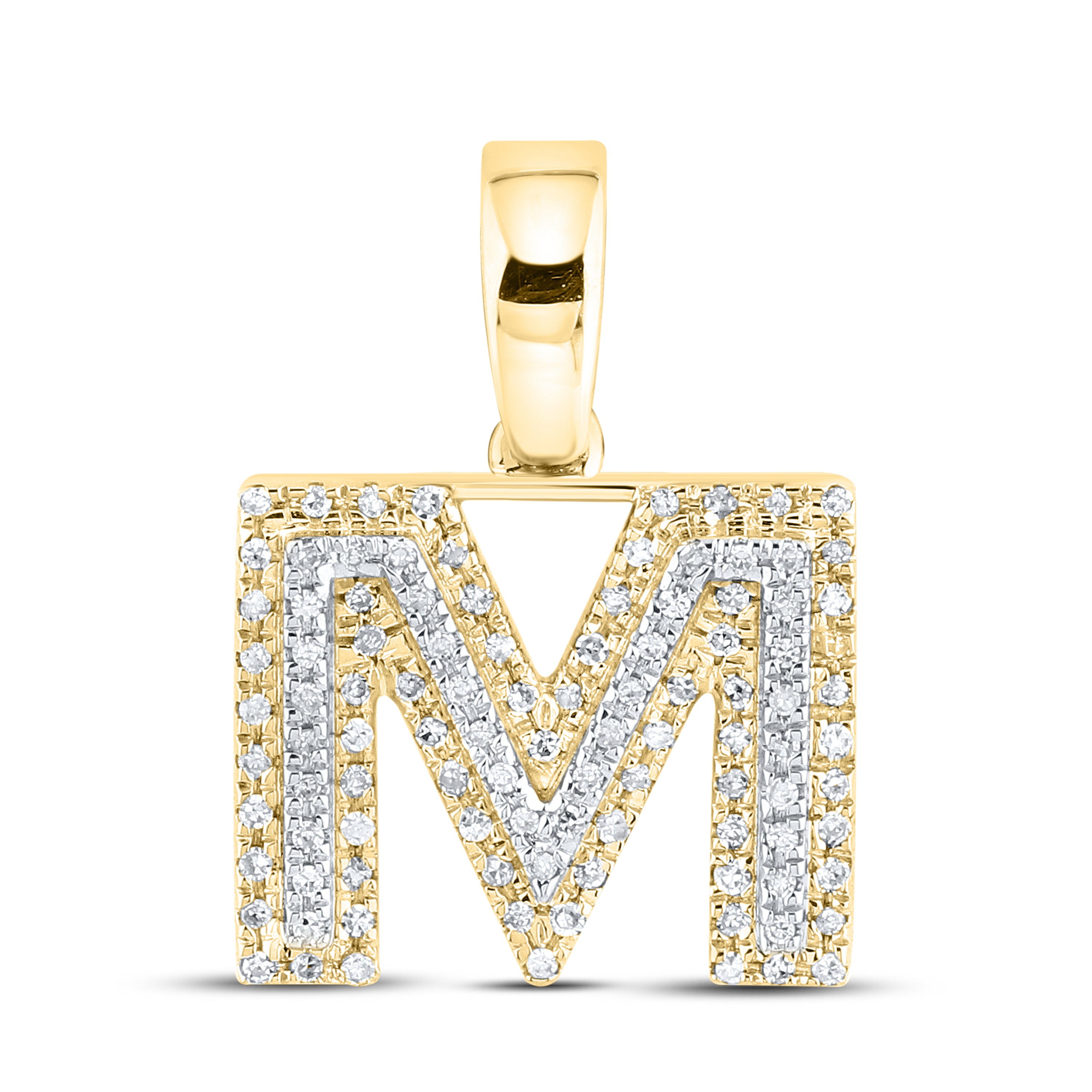 10kt yellow gold 0.17ctw Diamond Initial M Charm