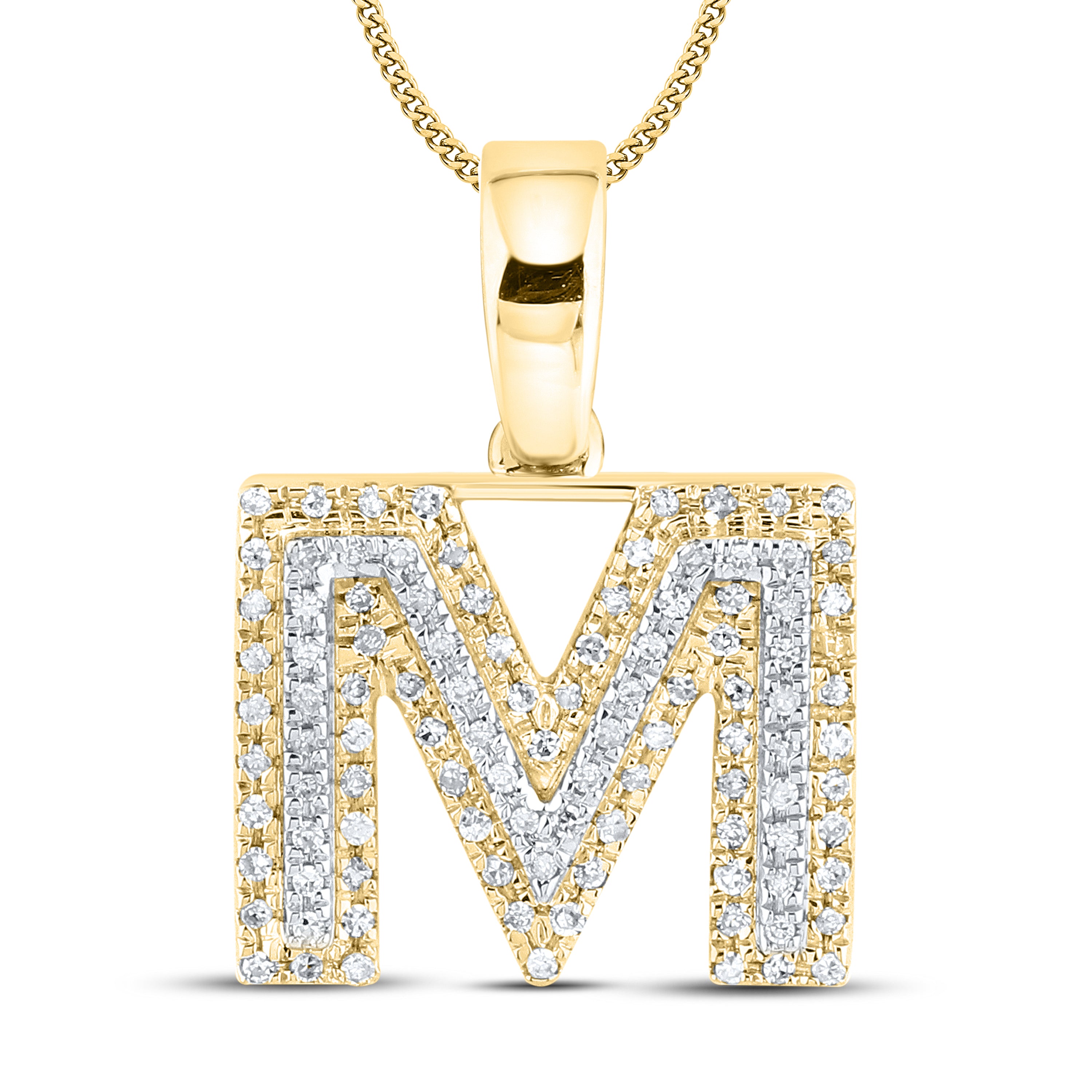 10kt yellow gold 0.17ctw Diamond Initial M Charm