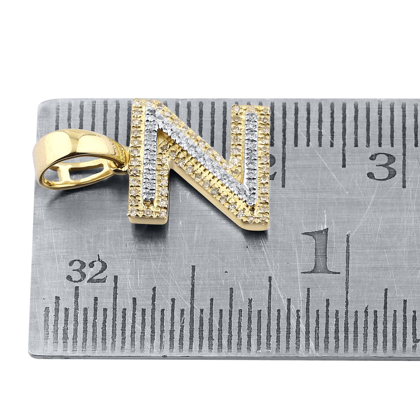 10K Yellow Gold Diamond Initial A–Z Pendant | 0.75″ Letter Charm
