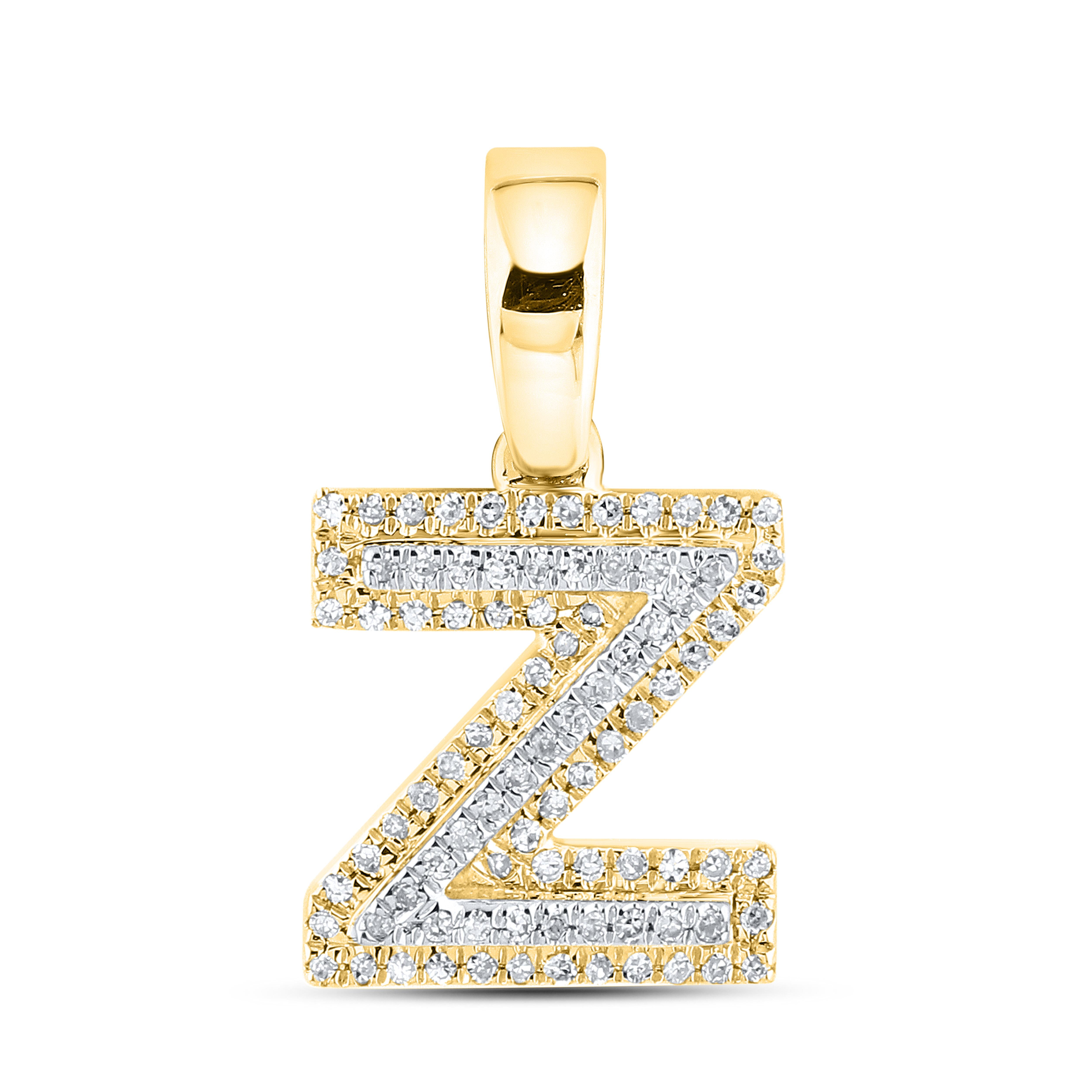 10K Yellow Gold Diamond Initial A–Z Pendant | 0.75″ Letter Charm