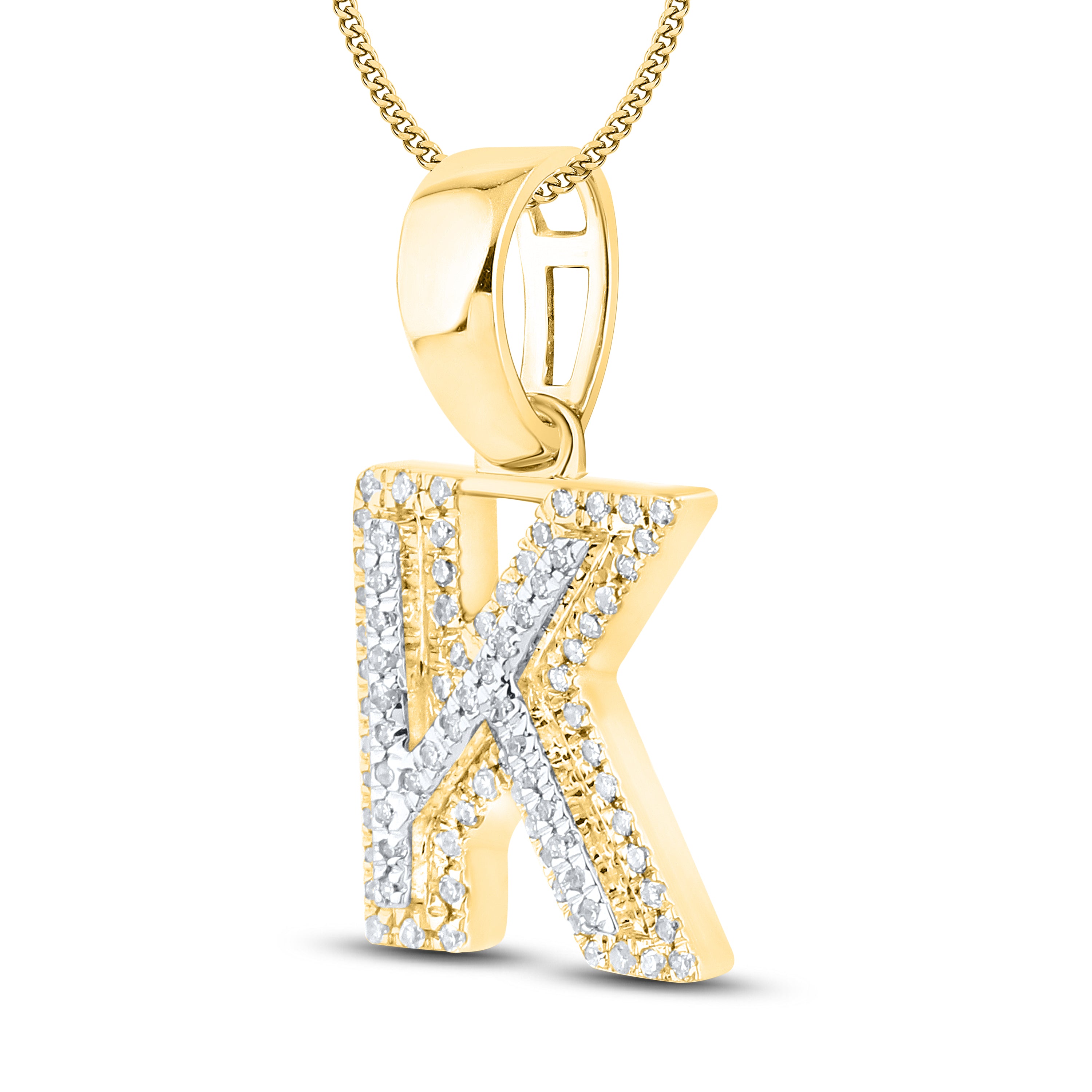 10kt yellow gold 0.15 ctw Diamond Initial K Charm