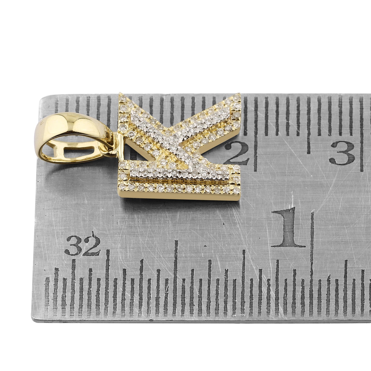 10K Yellow Gold Diamond Initial A–Z Pendant | 0.75″ Letter Charm