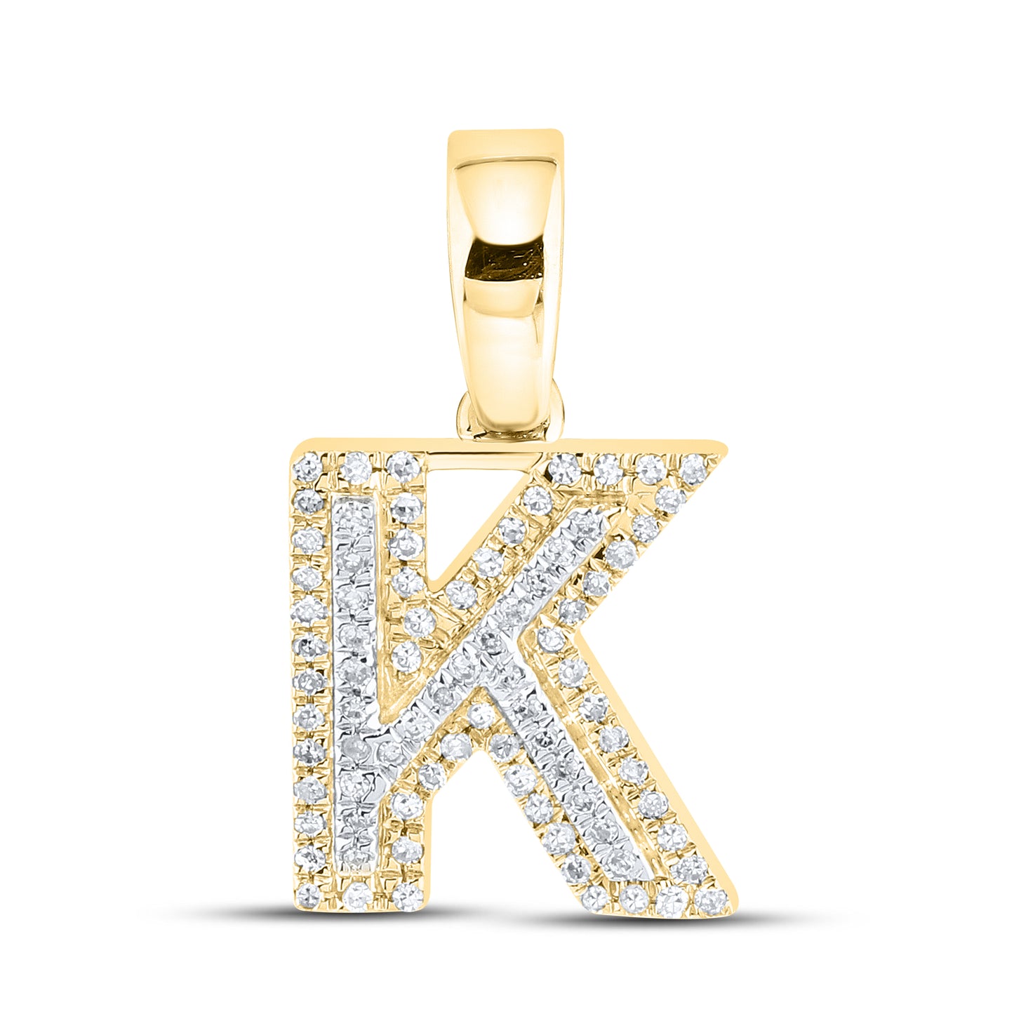 10K Yellow Gold Diamond Initial A–Z Pendant | 0.75″ Letter Charm