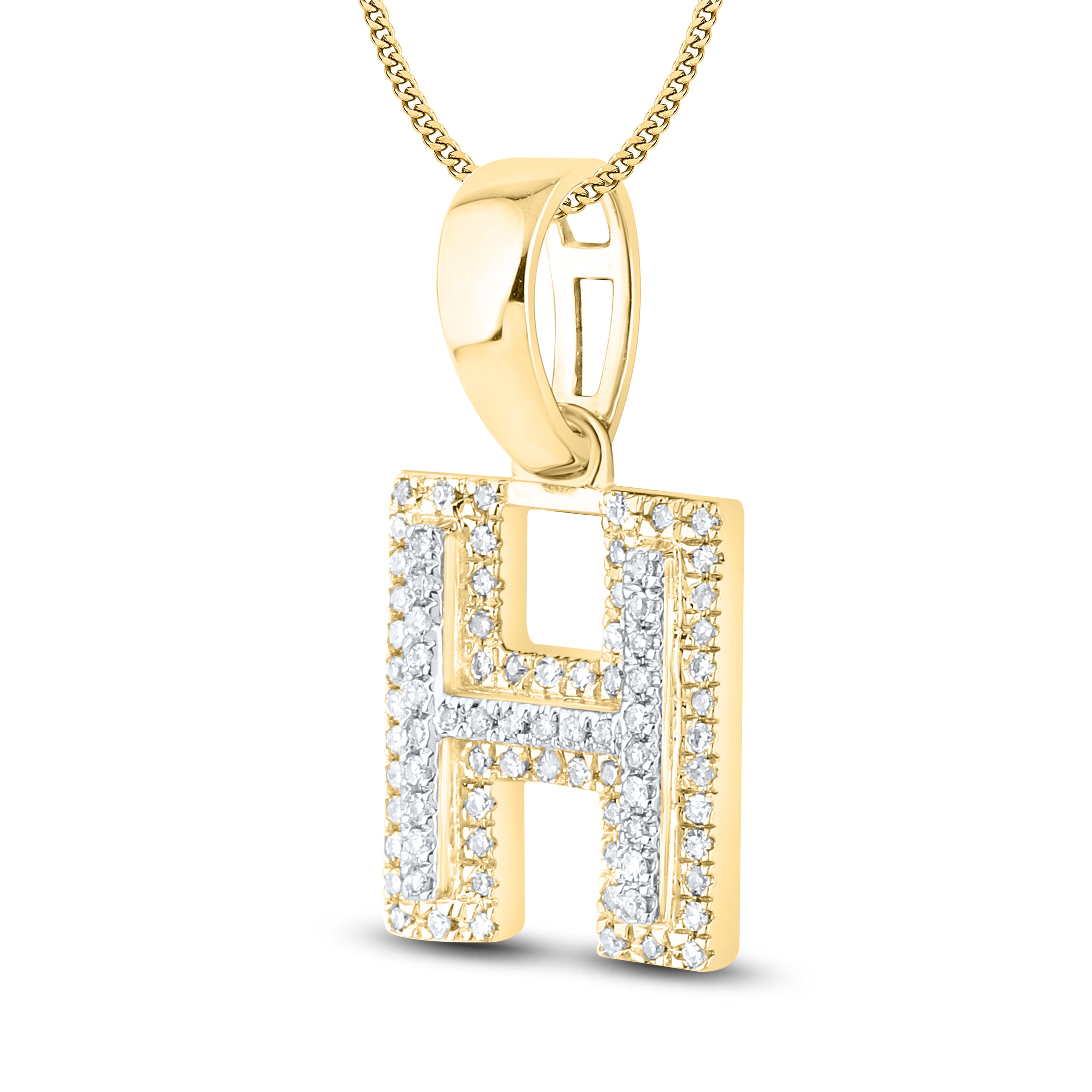 10kt yellow gold 0.12 ctw Diamond Initial H Charm