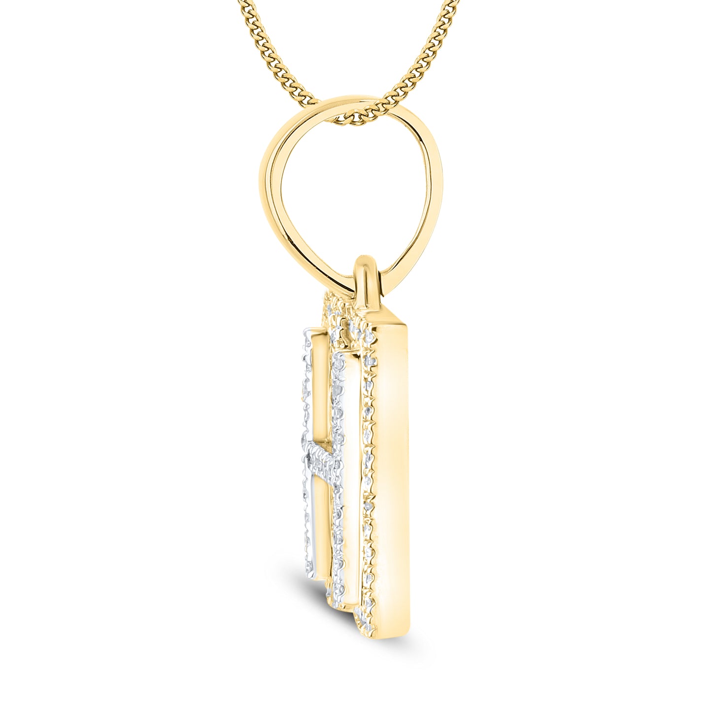 10kt yellow gold 0.12 ctw Diamond Initial H Charm
