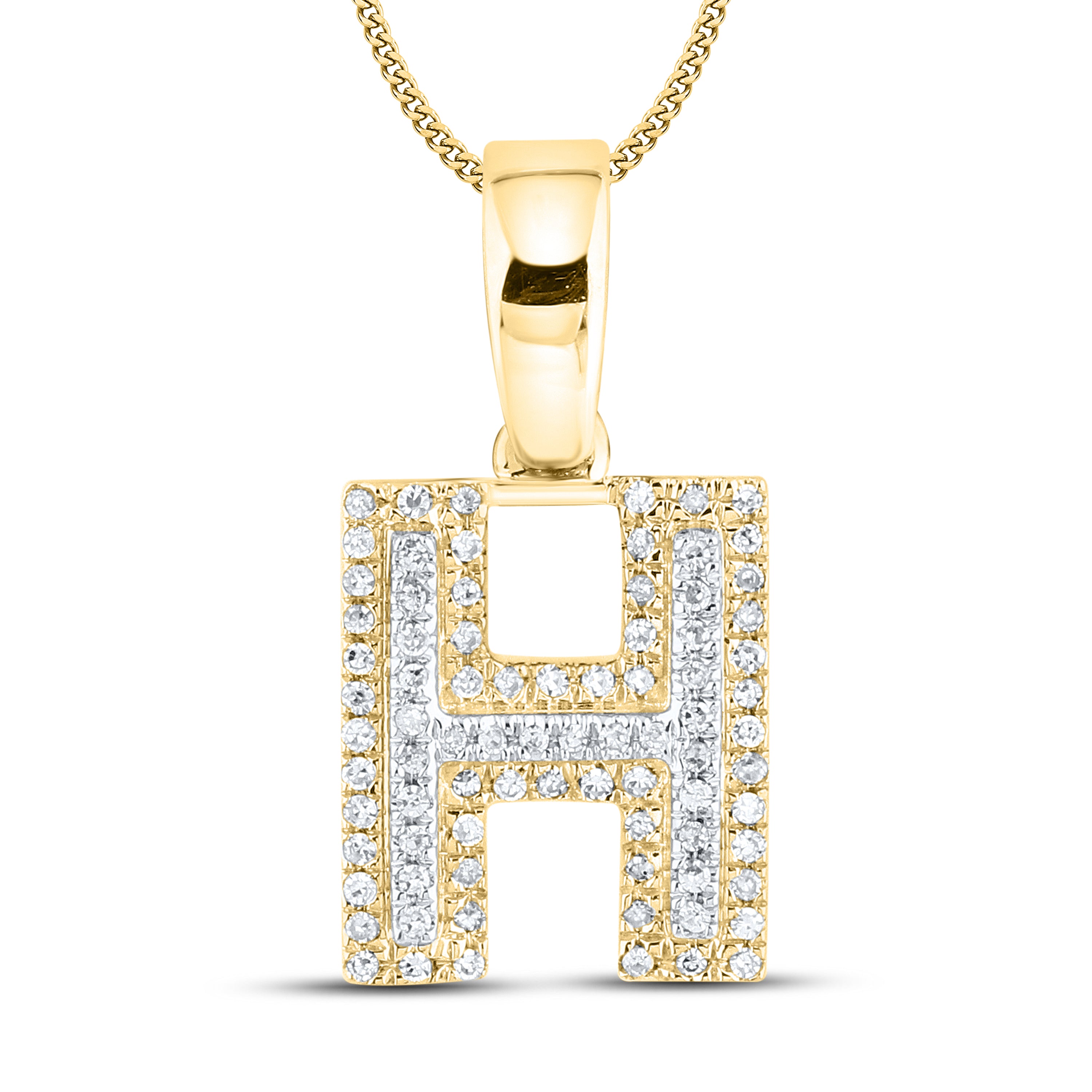 10kt yellow gold 0.12 ctw Diamond Initial H Charm