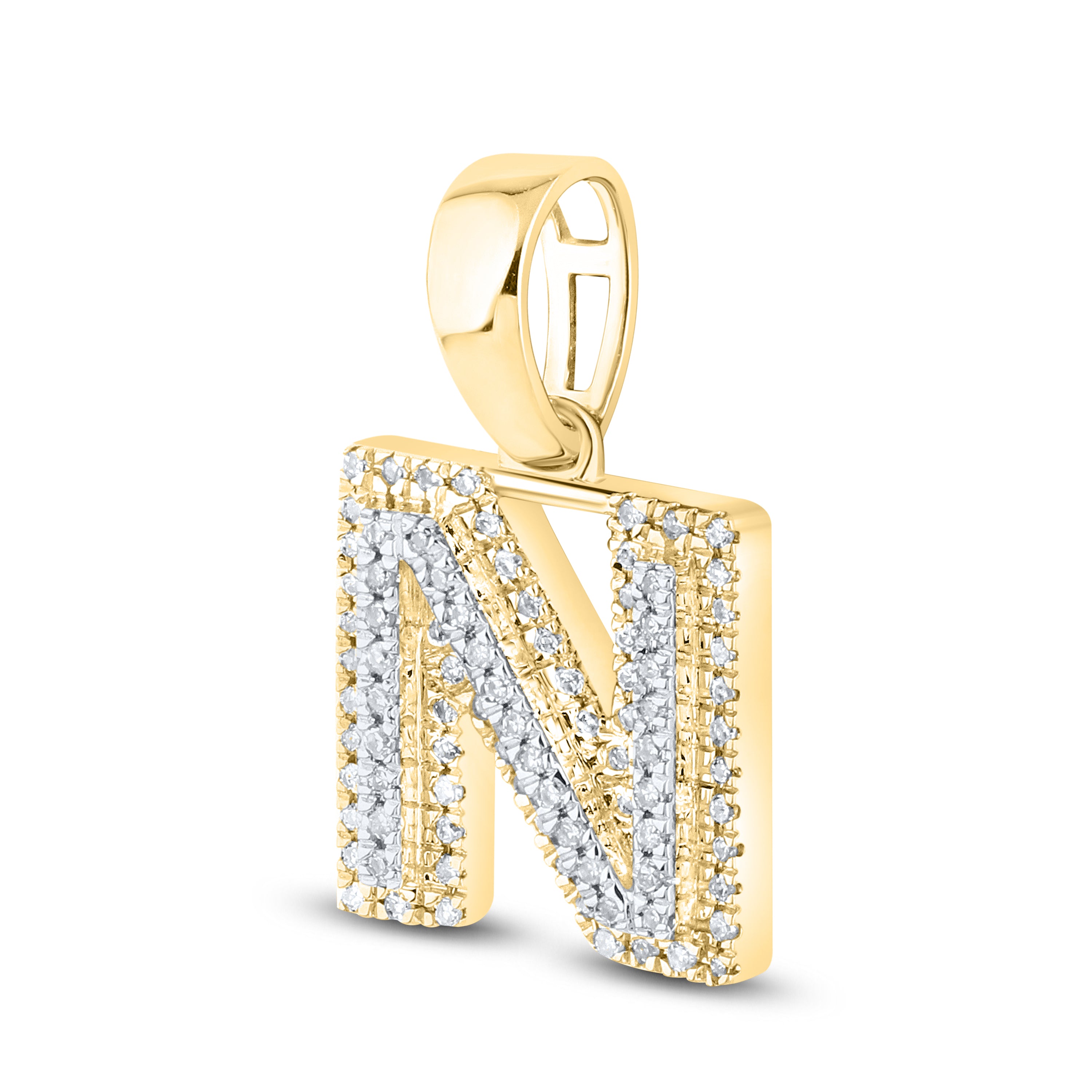 10K Yellow Gold Diamond Initial A–Z Pendant | 0.75″ Letter Charm