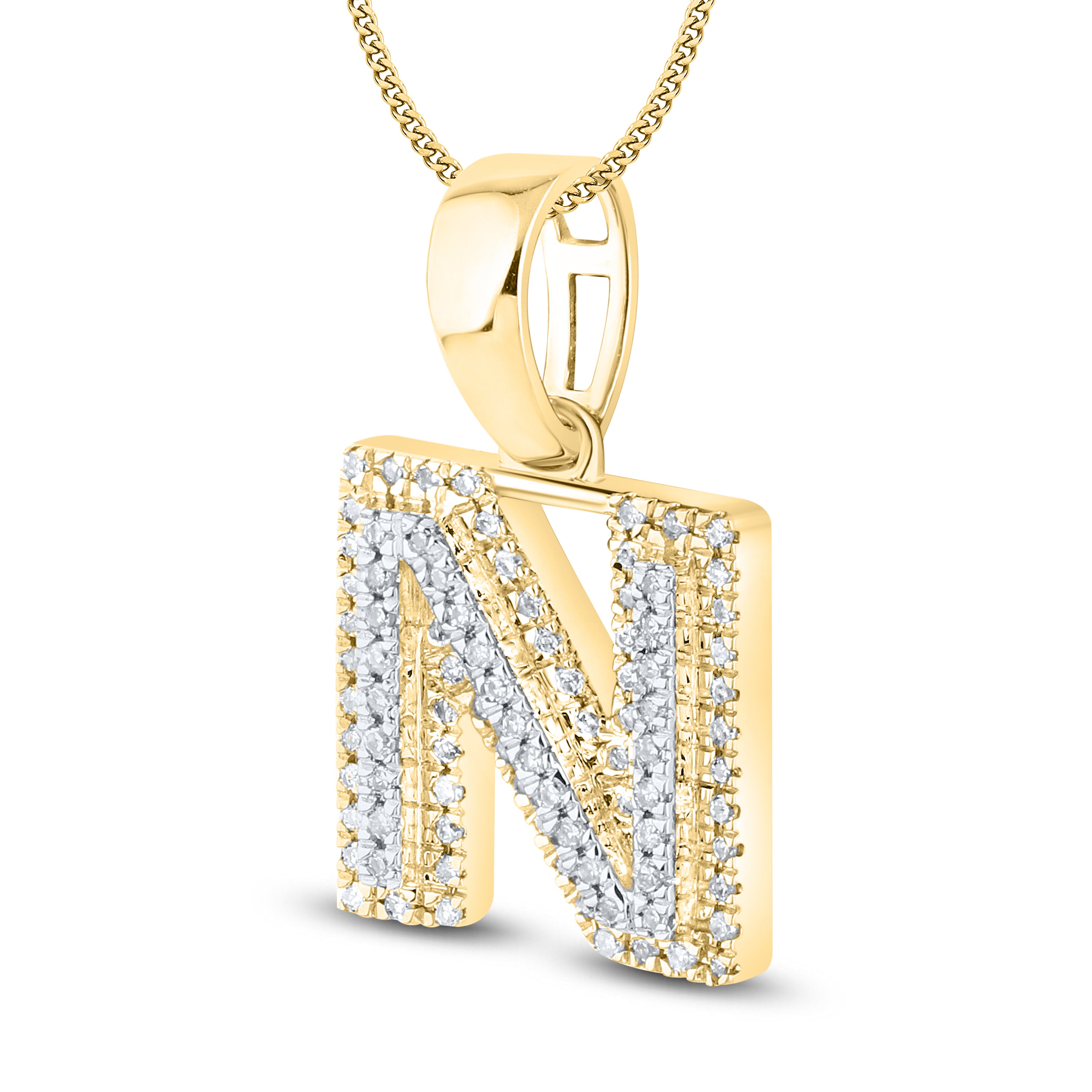10kt yellow gold 0.15 ctw Diamond Initial N Charm