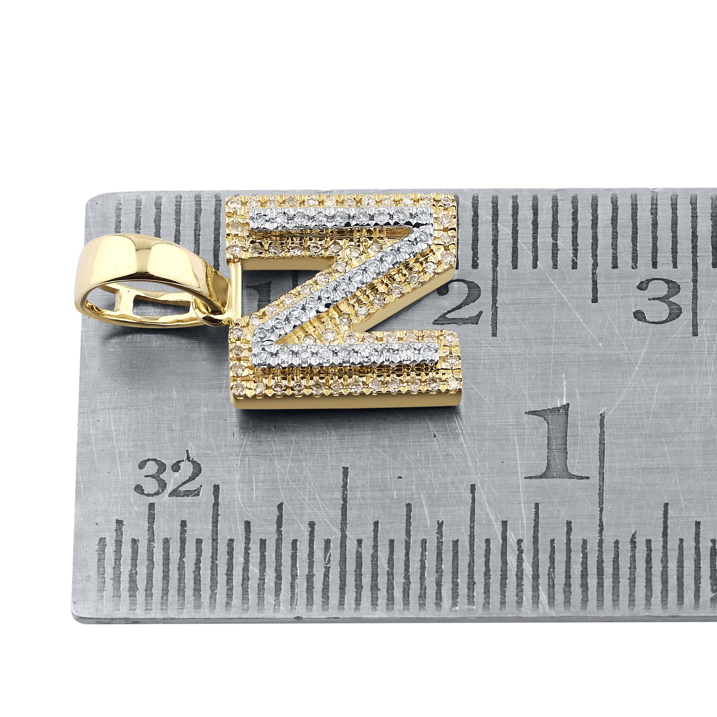 10K Yellow Gold Diamond Initial A–Z Pendant | 0.75″ Letter Charm