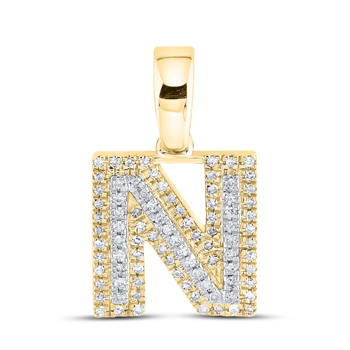 10K Yellow Gold Diamond Initial A–Z Pendant | 0.75″ Letter Charm